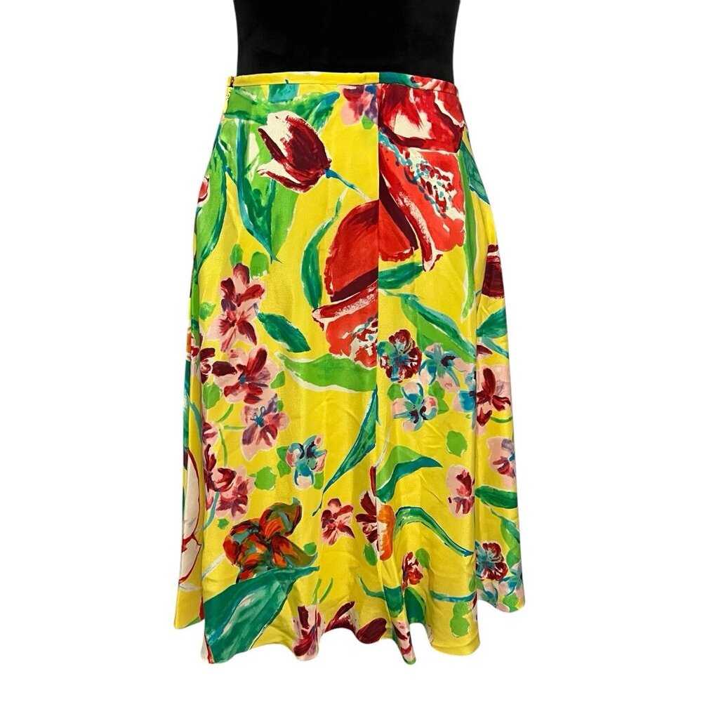 Ralph Lauren Purple Label Silk Floral Skirt Yellow Multi Size 6 - Picture 6 of 13